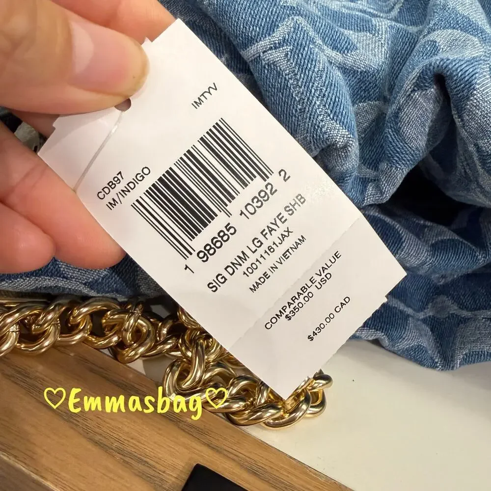 Coach Faye Large Shoulder Bag In Signature Denim CDB97 denim/Gold/Indigo - Picture 8 of 11